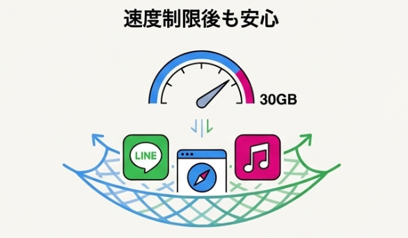 速度制限後も最大1Mbpsで使える